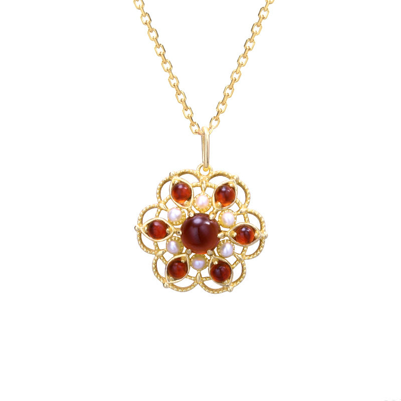 Grenade — 925 Silver Red Pomegranate Pearl Pendant