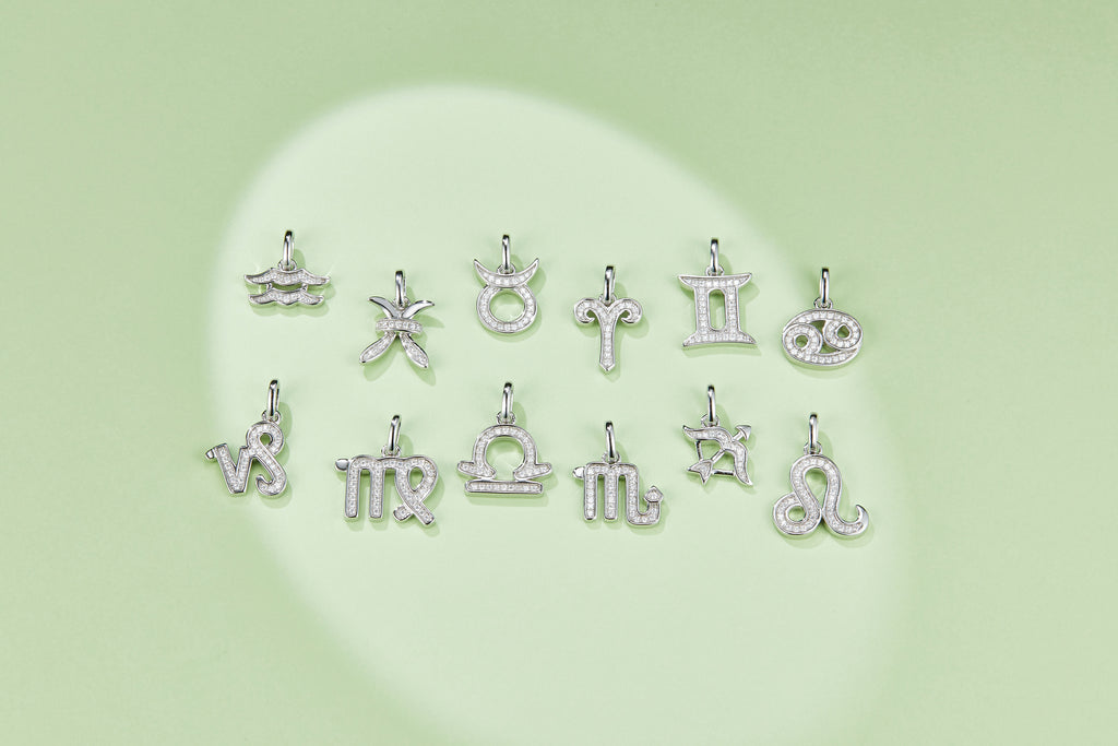 Leo Zodiac Pendant Necklace – Moissanite | Platinum-Plated Sterling Silver