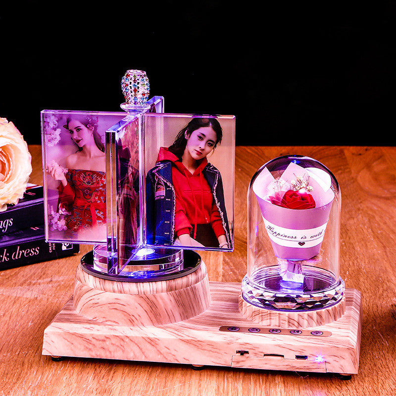 Crystal Music Lamp & Rose Gift Set — Romantic Luxury Collection
