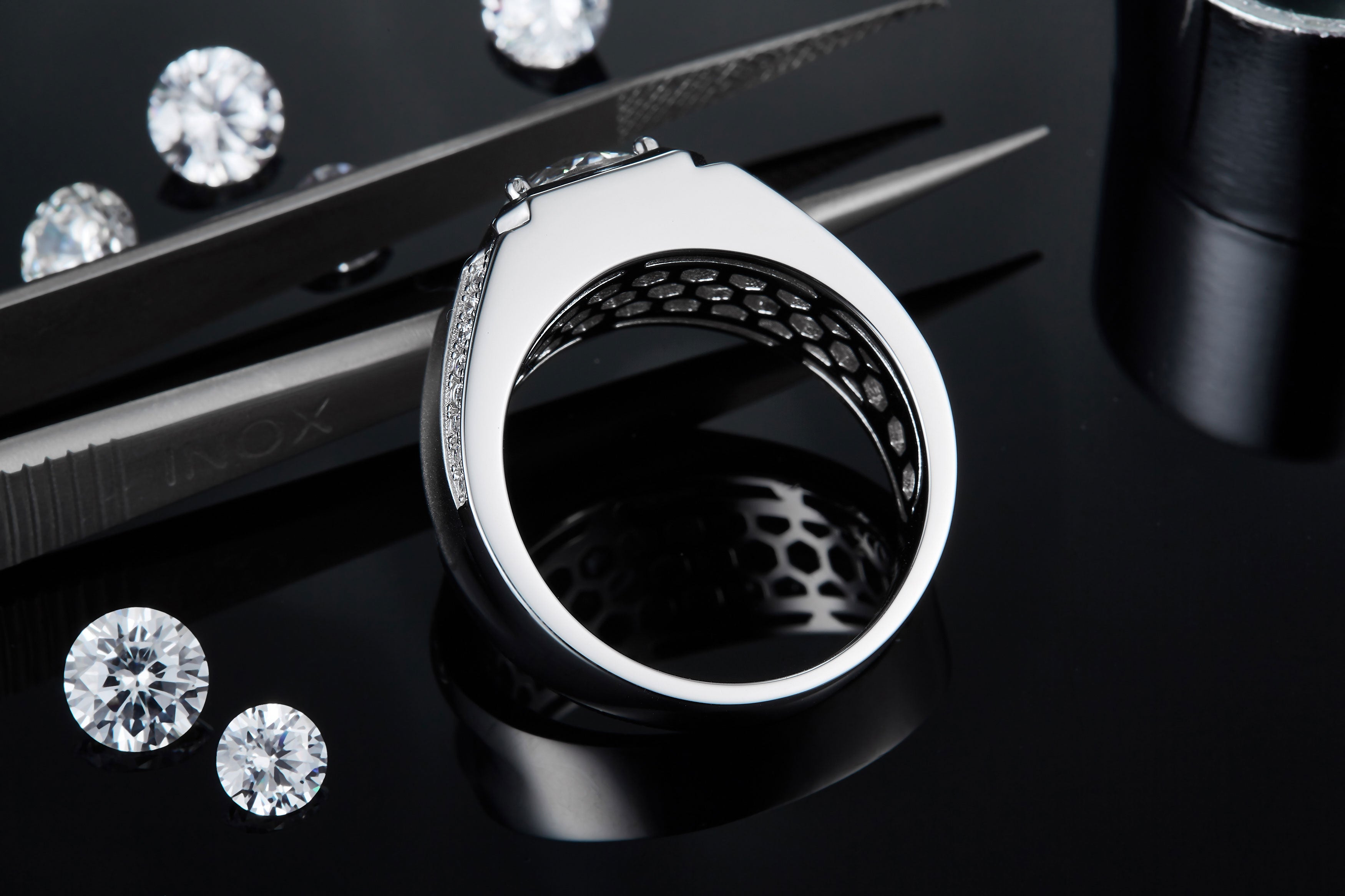 Morganite Ring for Men — S925 Silver with Platinum Coating | 2 & 3 Carat