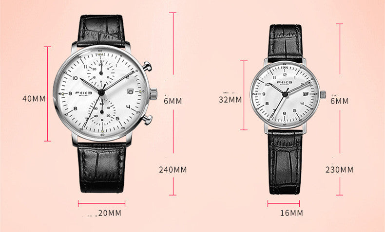 Luxury Couple Watch Set — Japanese Movement & Leather Strap