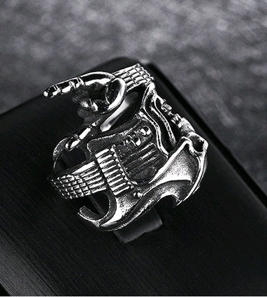 Rock Hip-Hop Skull Titanium Steel Men's Ring | Gold & Steel Luxury
