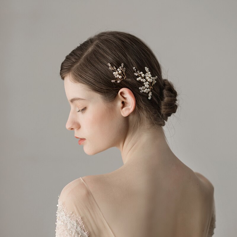 Beaded Wave Hair Fork — Korean Elegance in Gold & Silver