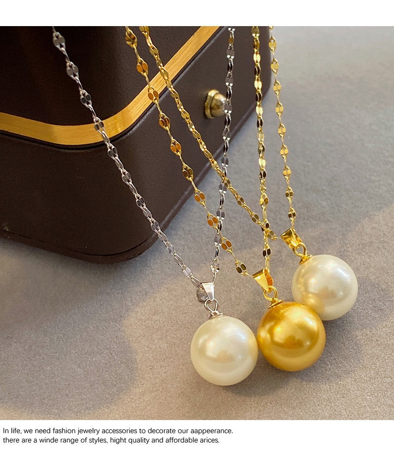 Pearl Luxe — Real Gold-Plated Pearl Clavicle Necklace | Japanese Minimalist