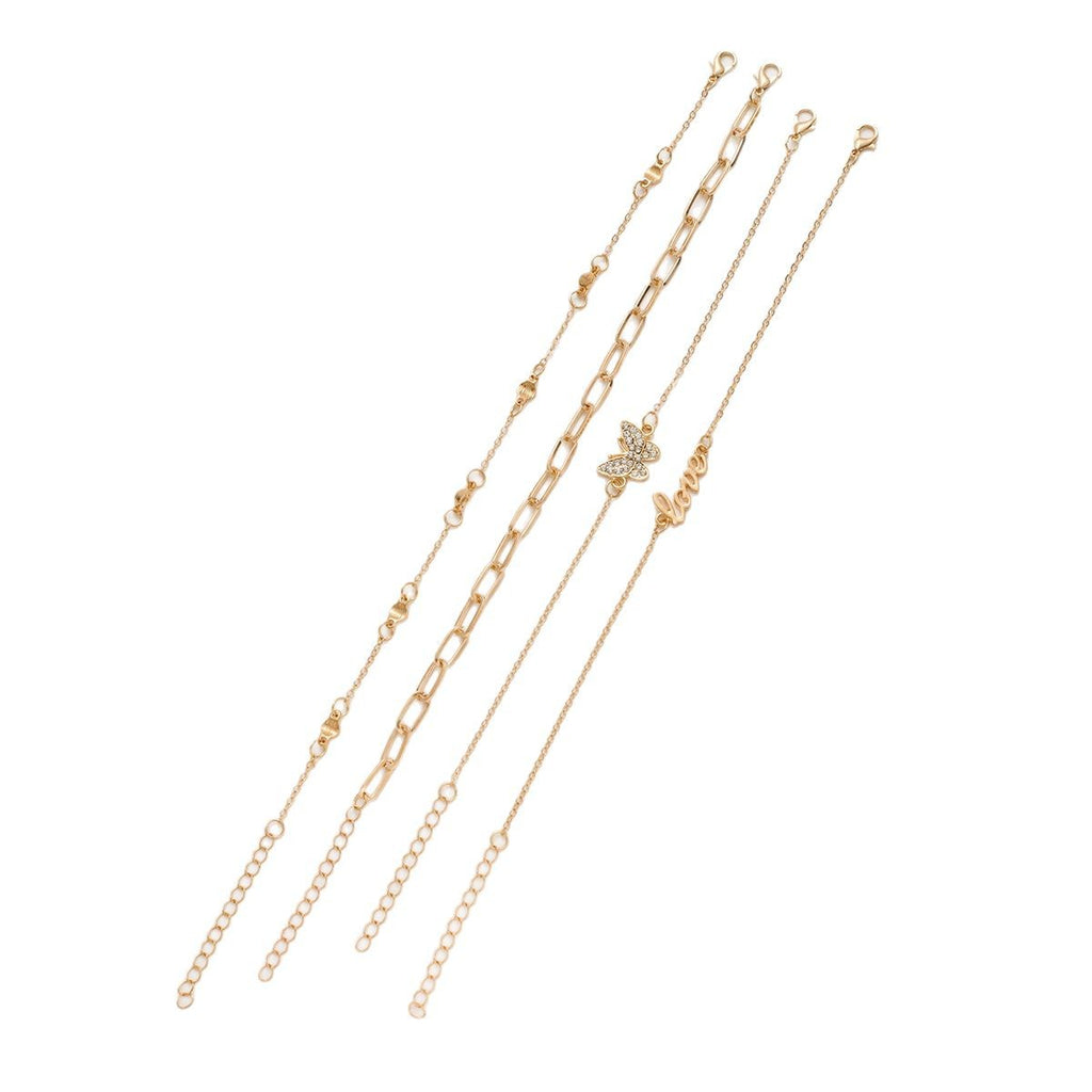 Luxury Gold Anklet Set | 4-Piece Geometric Beach Jewellery