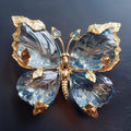Blue Crystal Butterfly Brooch — Vintage Elegance