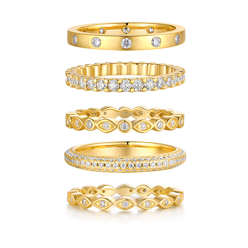 Golden Music Moissanite Ring — Gold-Plated S925 Silver