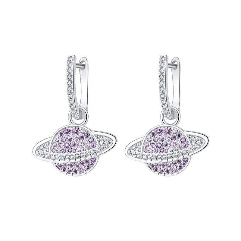 Star Dust – 925 Sterling Silver Purple Zircon Geometric Luxury Stud Earrings