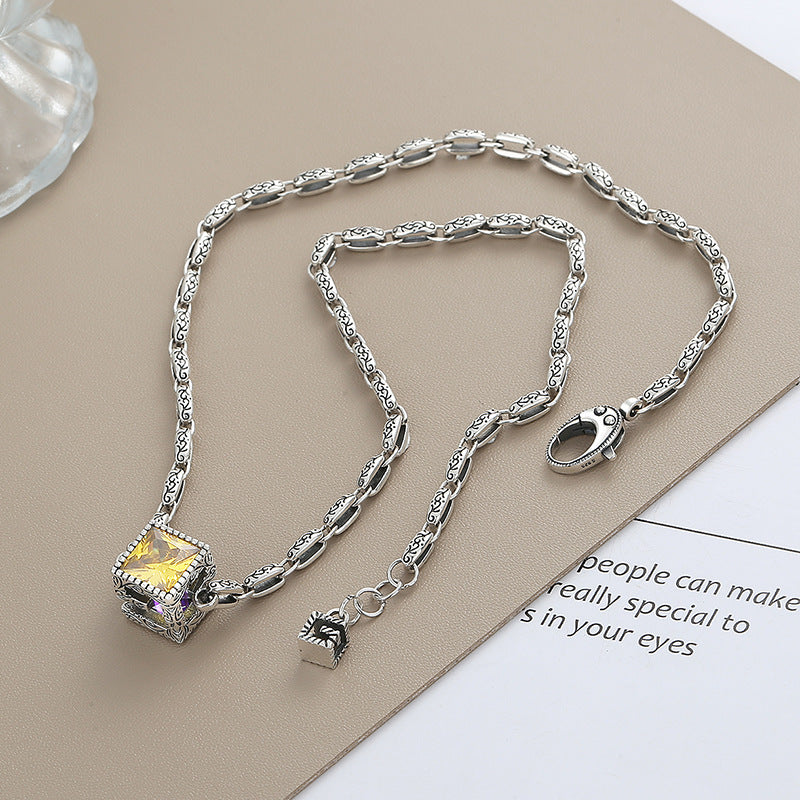 Dual Luxe – 925 Sterling Silver Double Color Cubic Zircon Statement Necklace