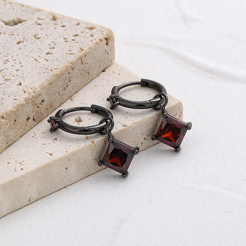 Black Gold Micro-Encrusted Geometric 925 Sterling Silver Luxury Earrings