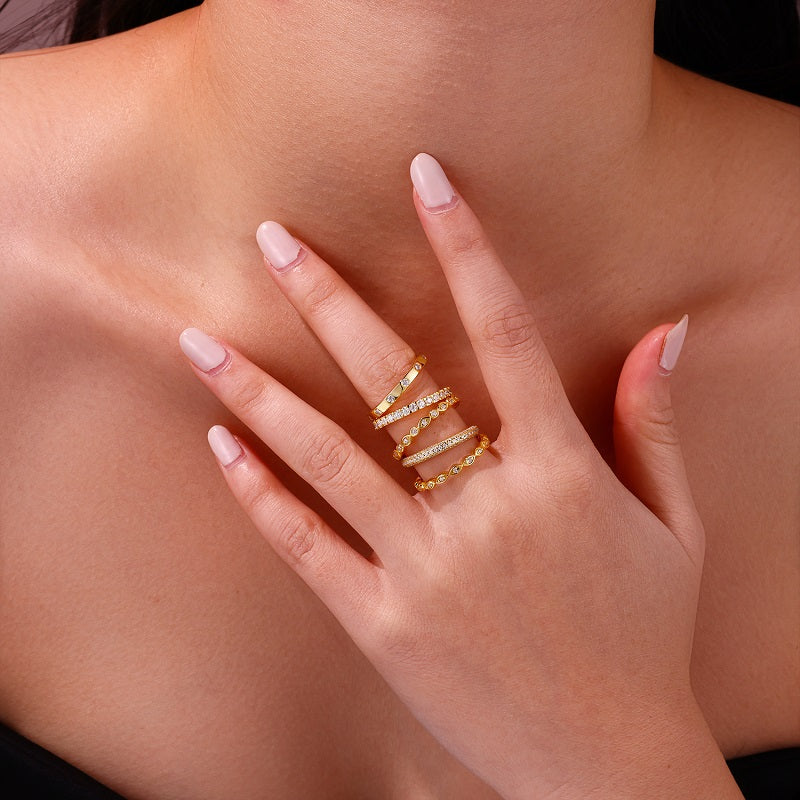 Golden Music Moissanite Ring — Gold-Plated S925 Silver