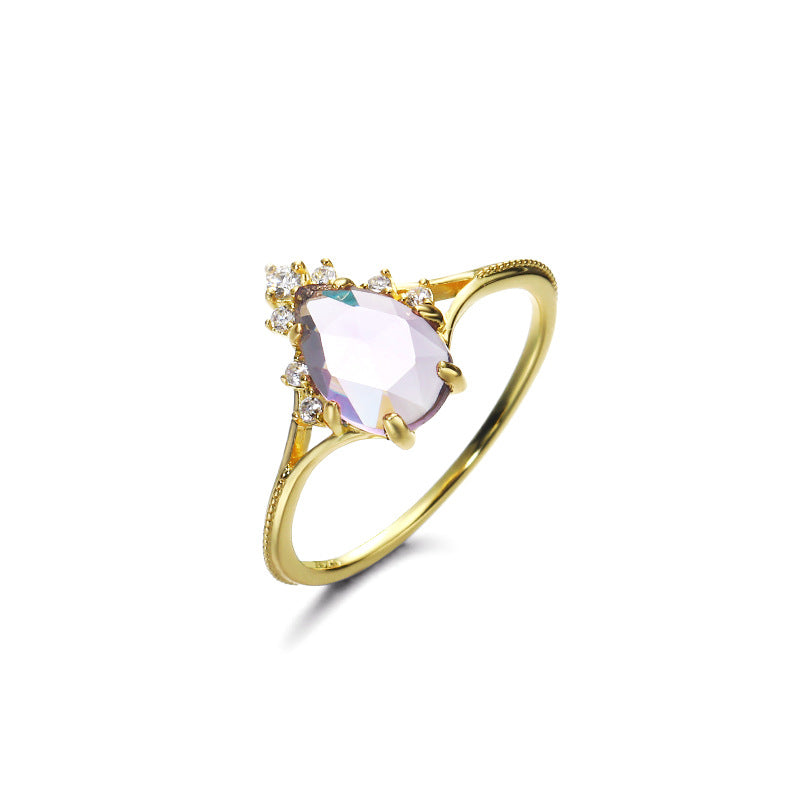 Brazilian Amethyst Teardrop Silver Ring | Natural Gemstone Luxury