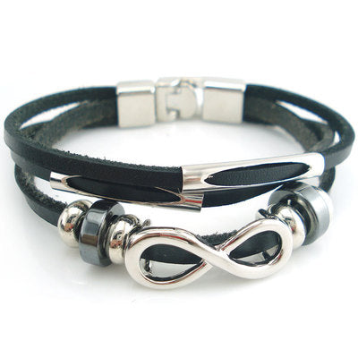 Infinity Symbol Leather Men's Bracelet | Retro Luxury Wristwear