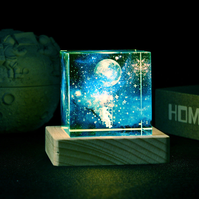 Crystal Moon Astronaut Lamp — Luxury K9 Crystal