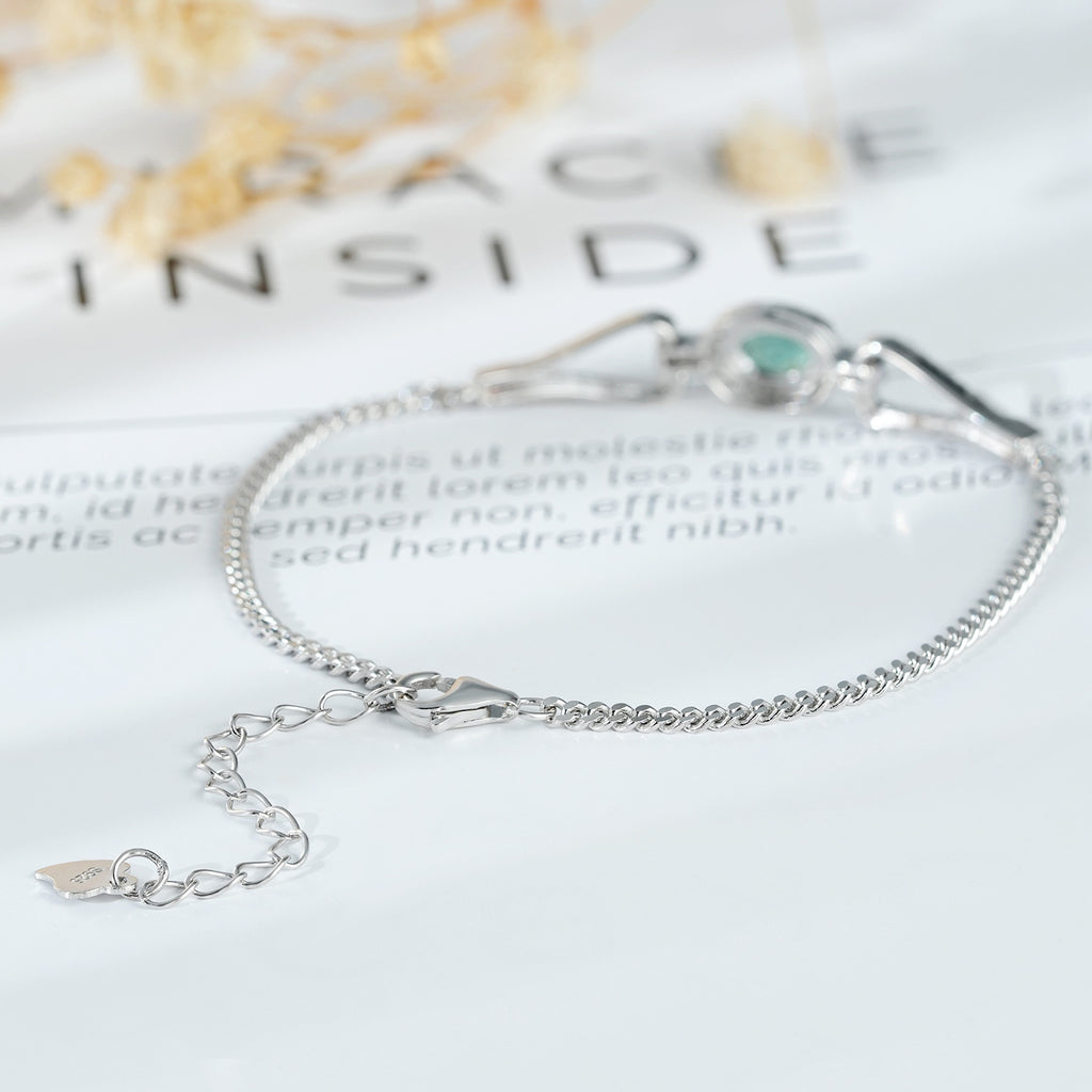 Oval Cut Emerald Zirconia 925 Sterling Silver Adjustable Luxury Bracelet