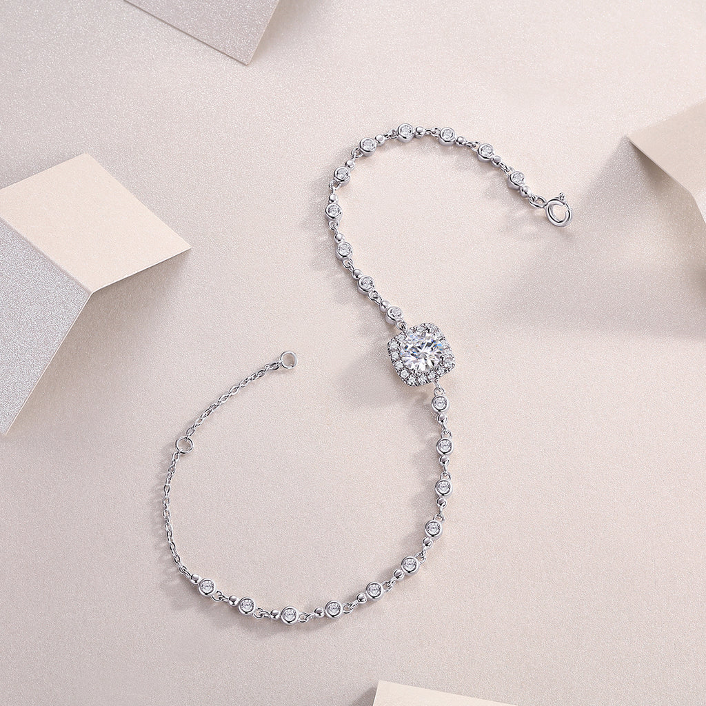 Surrounded by Stars — 1-carat Moissanite Bracelet | S925 Platinum-plated Silver