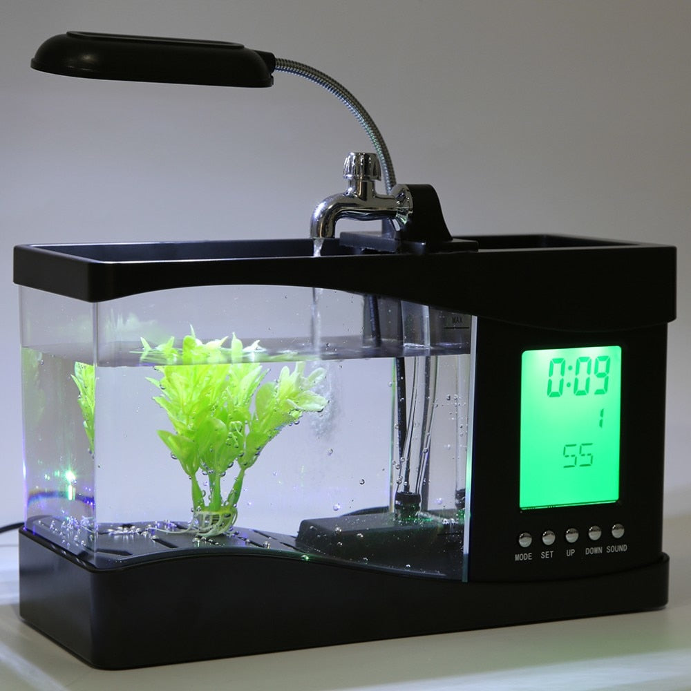 Luxury Mini Aquarium Desk Companion — 5-in-1 Smart Organiser