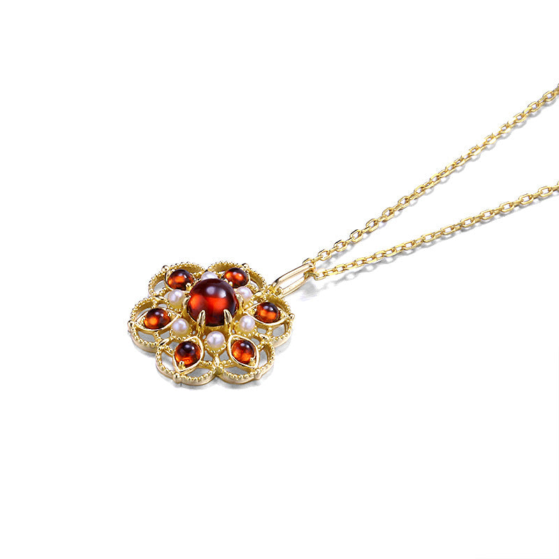 Grenade — 925 Silver Red Pomegranate Pearl Pendant