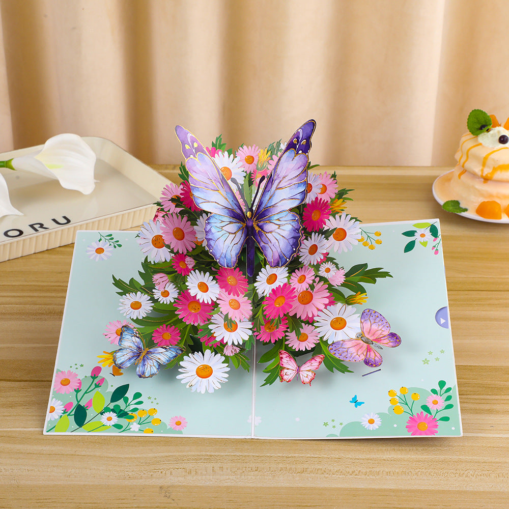 Handcrafted 3D Pansy Greeting Card — Sculptural Floral Design