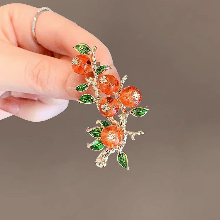 Orange Floral Brooch — Luxury Rustic Chic Pin
