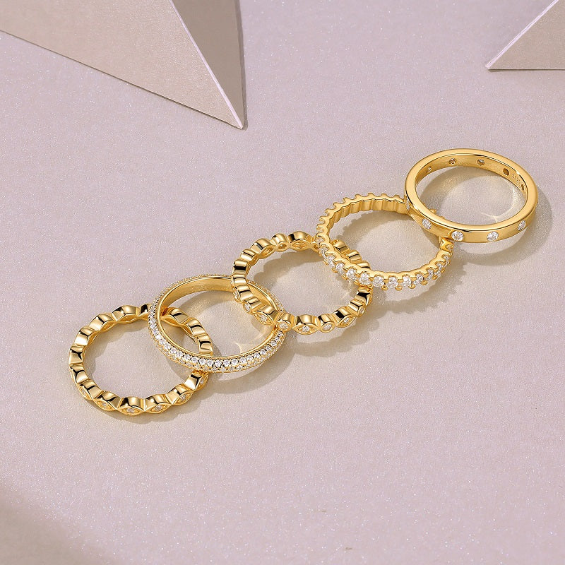 Golden Music Moissanite Ring — Gold-Plated S925 Silver