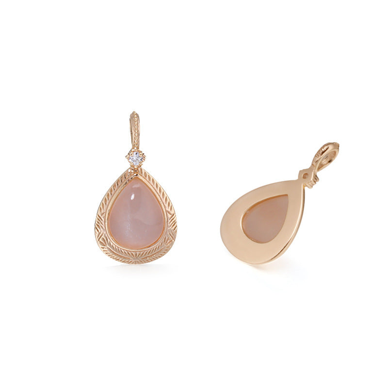 Natural Orange Moonstone Pendant | 925 Silver & Geometric Luxury