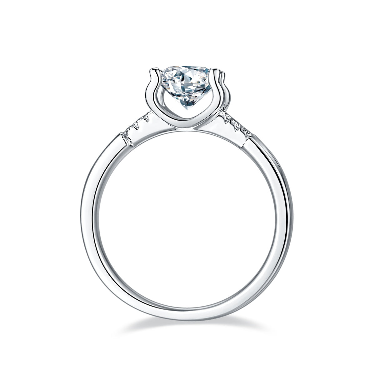 Shield of Light Moissanite Ring – 1 Carat | Platinum-Plated Sterling Silver