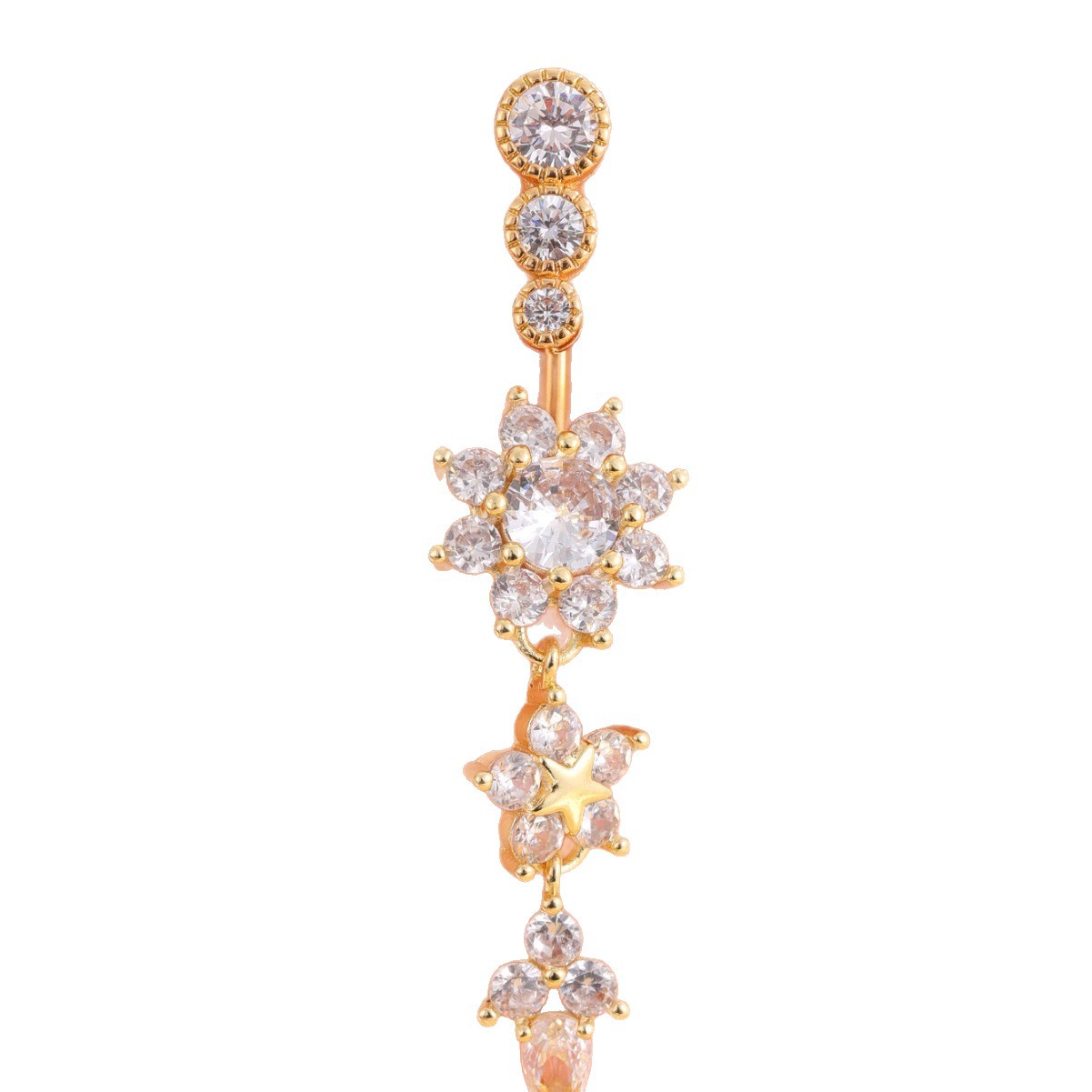 Zircon Navel Piercing Ring | Luxury Body Jewellery | Gold & Silver