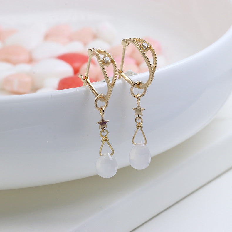 Blanche Chalcedony Star Earrings
