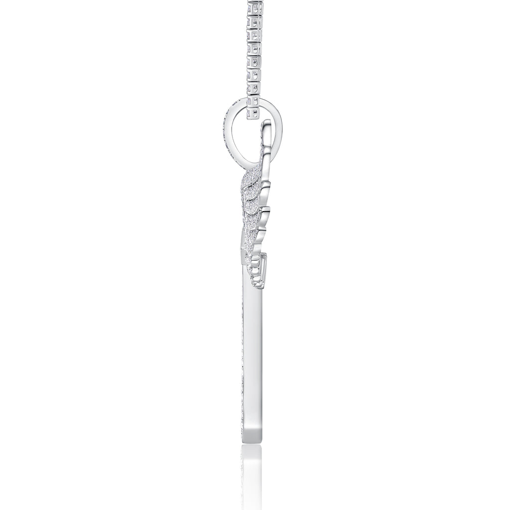 Angel Wings Moissanite Pendant — S925 Silver with Platinum Plating