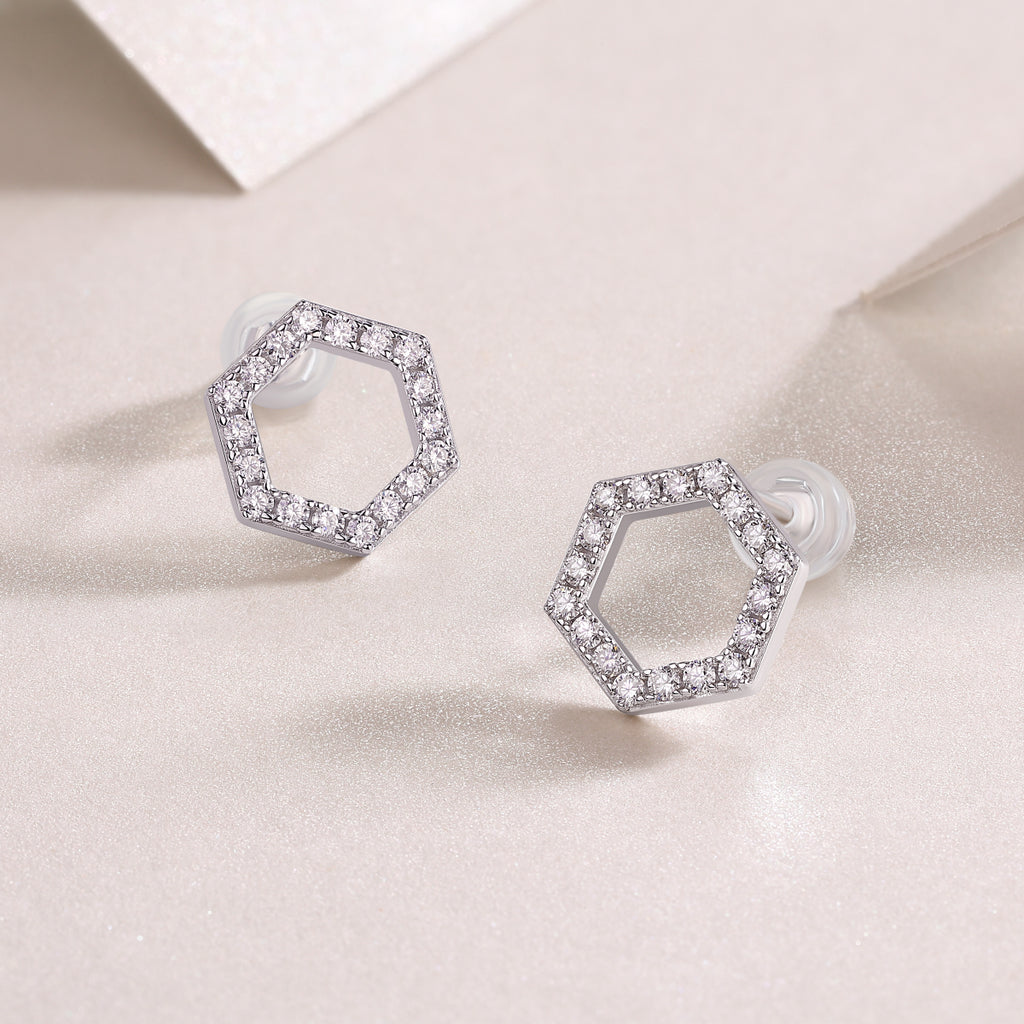 Moissanite Stud Earrings — S925 Silver with Platinum Coating