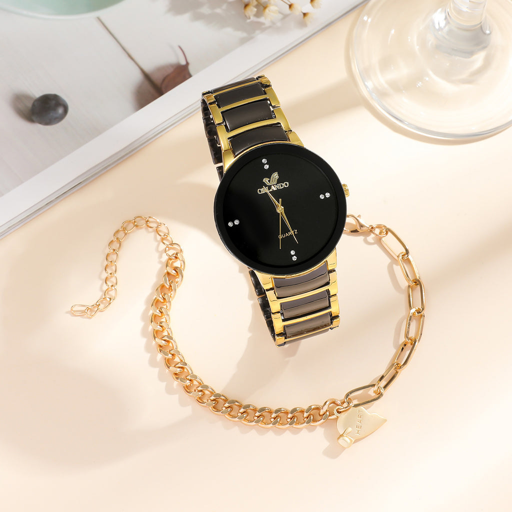 Women’s Watch & Heart Bracelet Set — Everyday Luxury