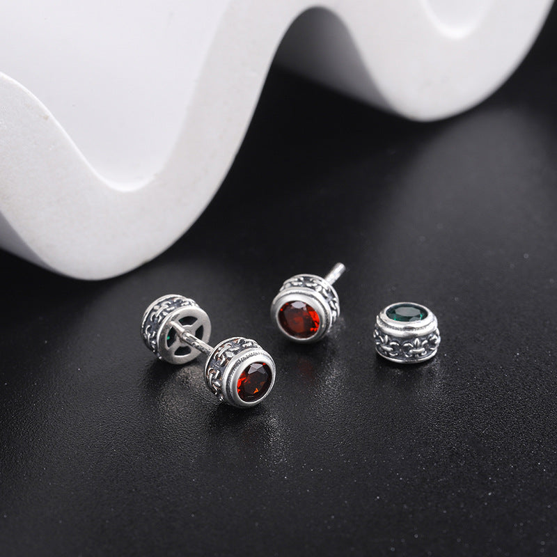 Punk Duality – 925 Sterling Silver Reversible Micro Pavé Vintage Screw Earrings