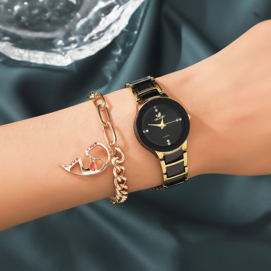 Women’s Watch & Heart Bracelet Set — Everyday Luxury
