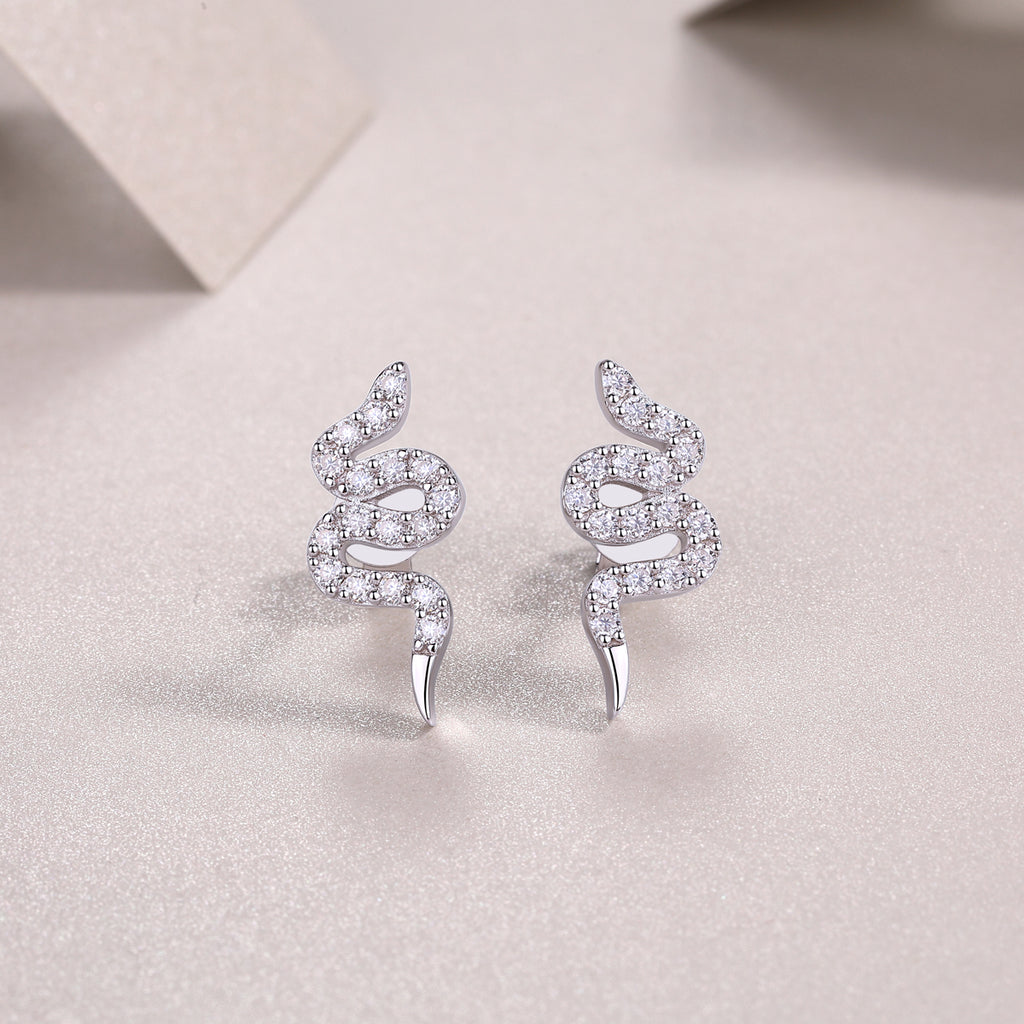 Silver Serpent — Moissanite Stud Earrings Set | S925 Platinum-plated Silver