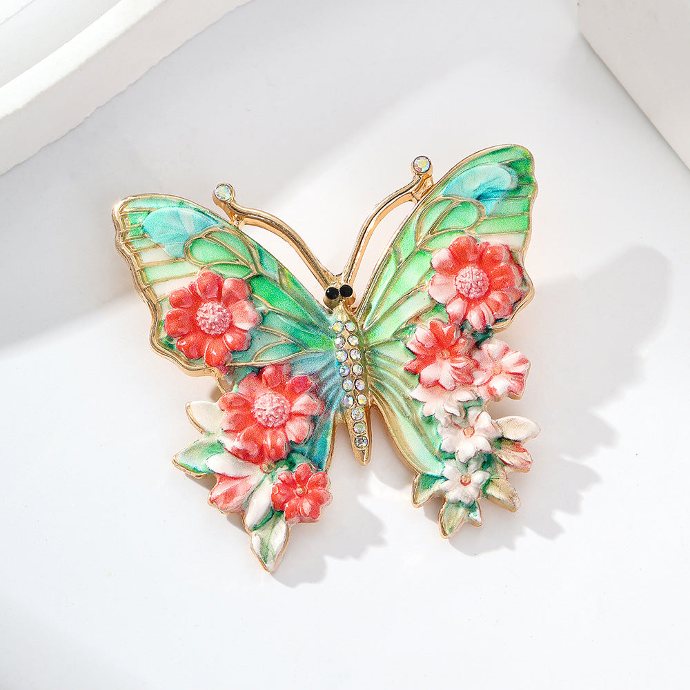 Diamond-Set Butterfly Brooch — Enamel Luxury Pin