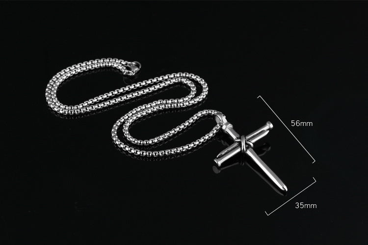 Steel Nails Cross Men's Pendant Necklace | Titanium Luxury Jewelry