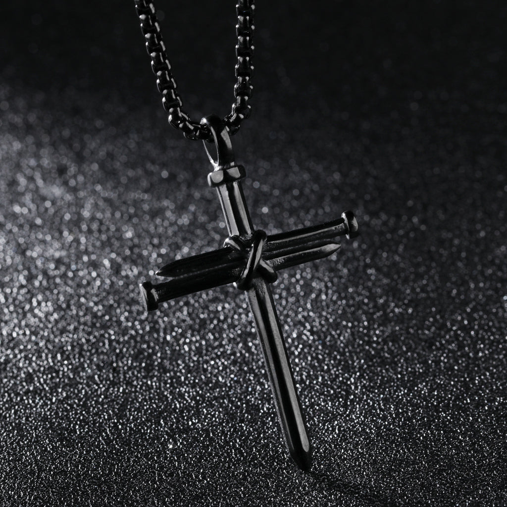 Steel Nails Cross Men's Pendant Necklace | Titanium Luxury Jewelry