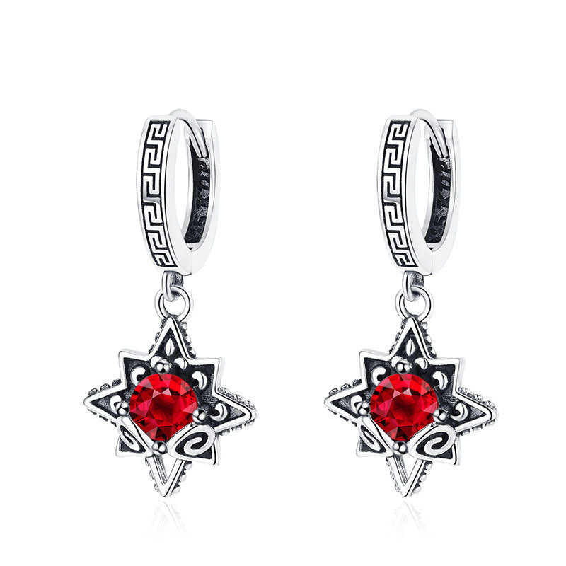 Stellar Night – 925 Sterling Silver Six-Star Luxury Drop Earrings