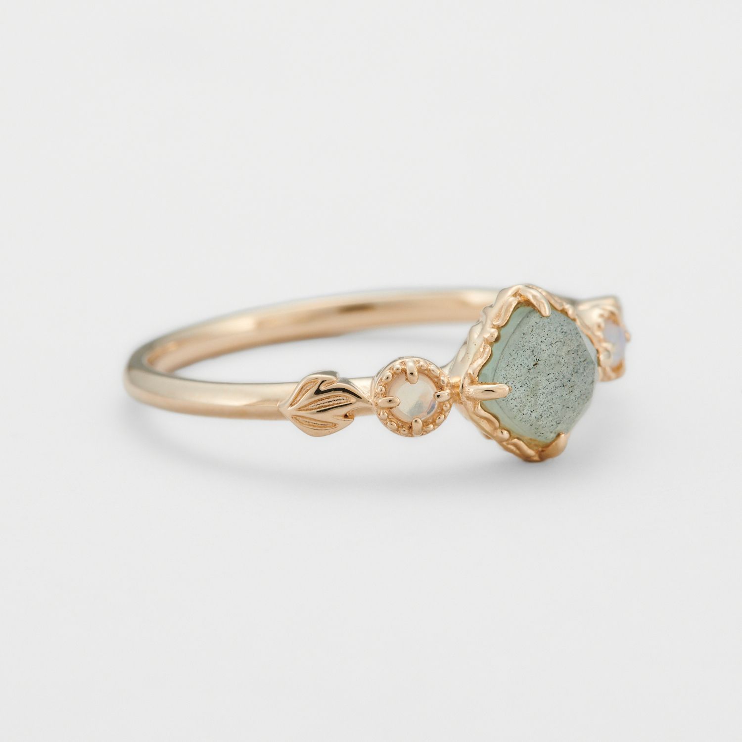 Labradorite Gemstone Silver Ring | S925 Silver & 14K Gold
