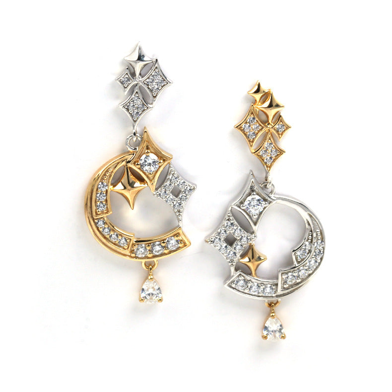 Stellar Luxe – Sterling Silver Geometric Star Zircon Luxury Earrings
