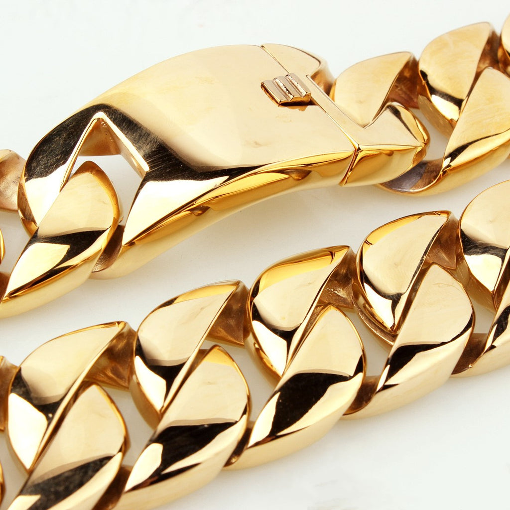 Men's Titanium Steel Whip Chain Necklace | Gold Luxury Jewelry
