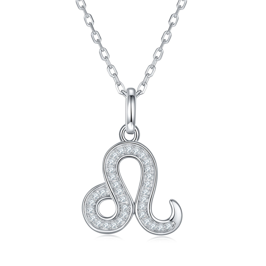 Leo Zodiac Pendant Necklace – Moissanite | Platinum-Plated Sterling Silver