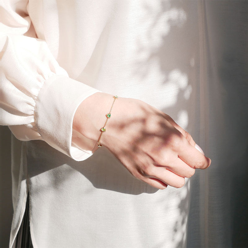 Neige — 925 Silver & 14K Gold White Zirconia Bracelet