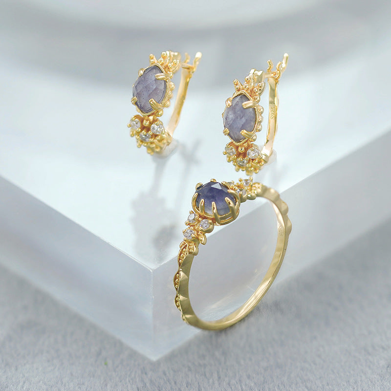 Solstice Cordierite & Labradorite Ring