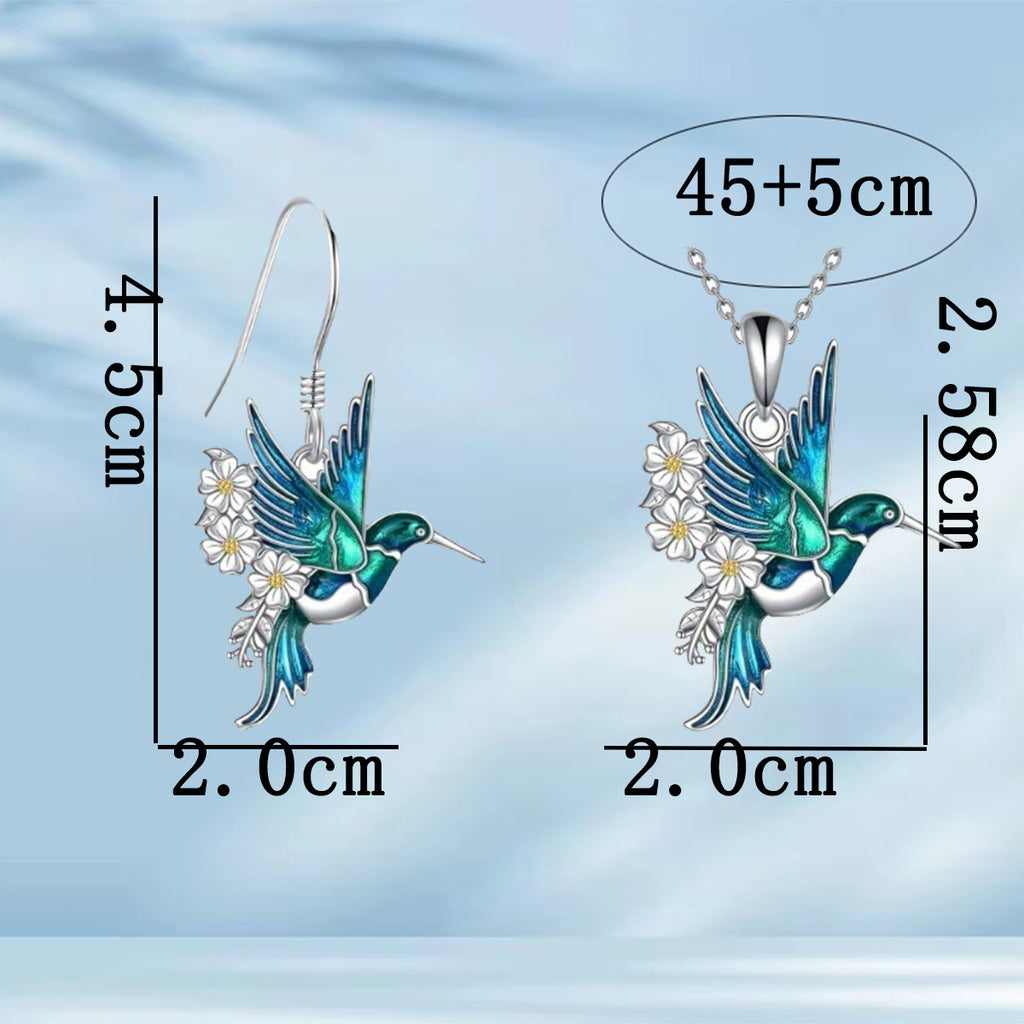 Hummingbird Pendant Necklace & Earring Set | Luxury Collection