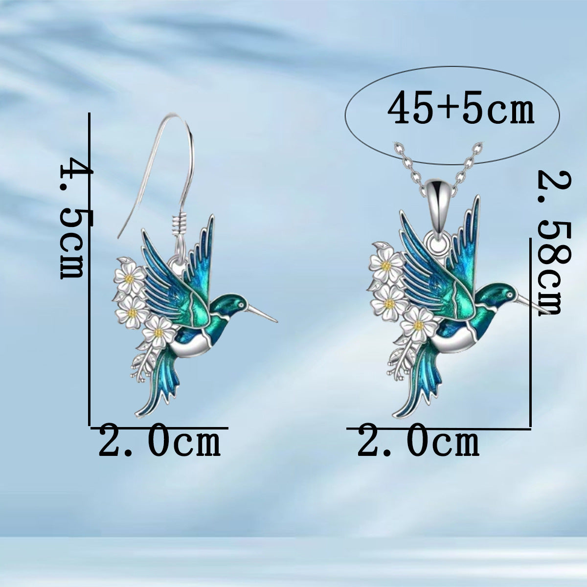 Hummingbird Pendant Necklace & Earring Set | Luxury Collection