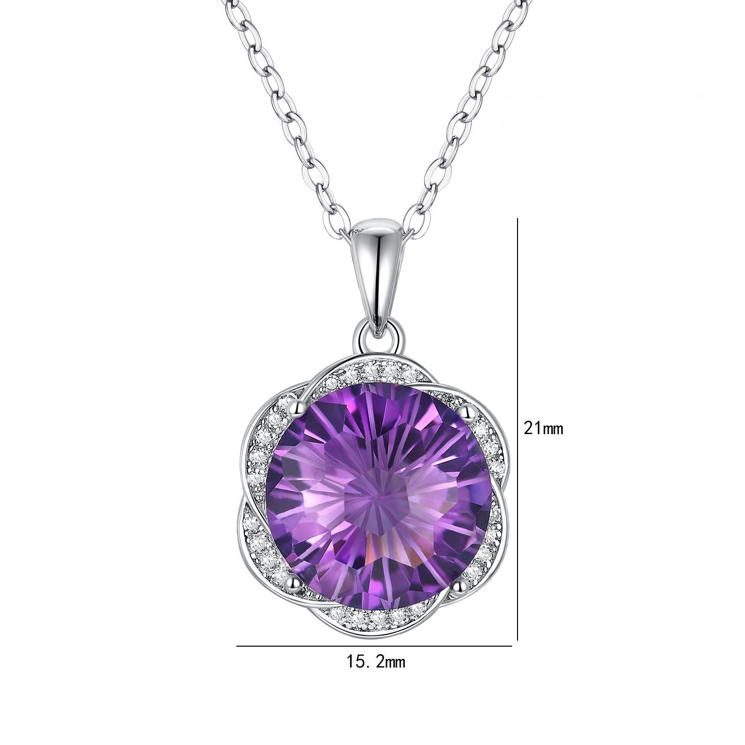Natural Amethyst Flower Design 925 Silver Luxury Pendant Necklace