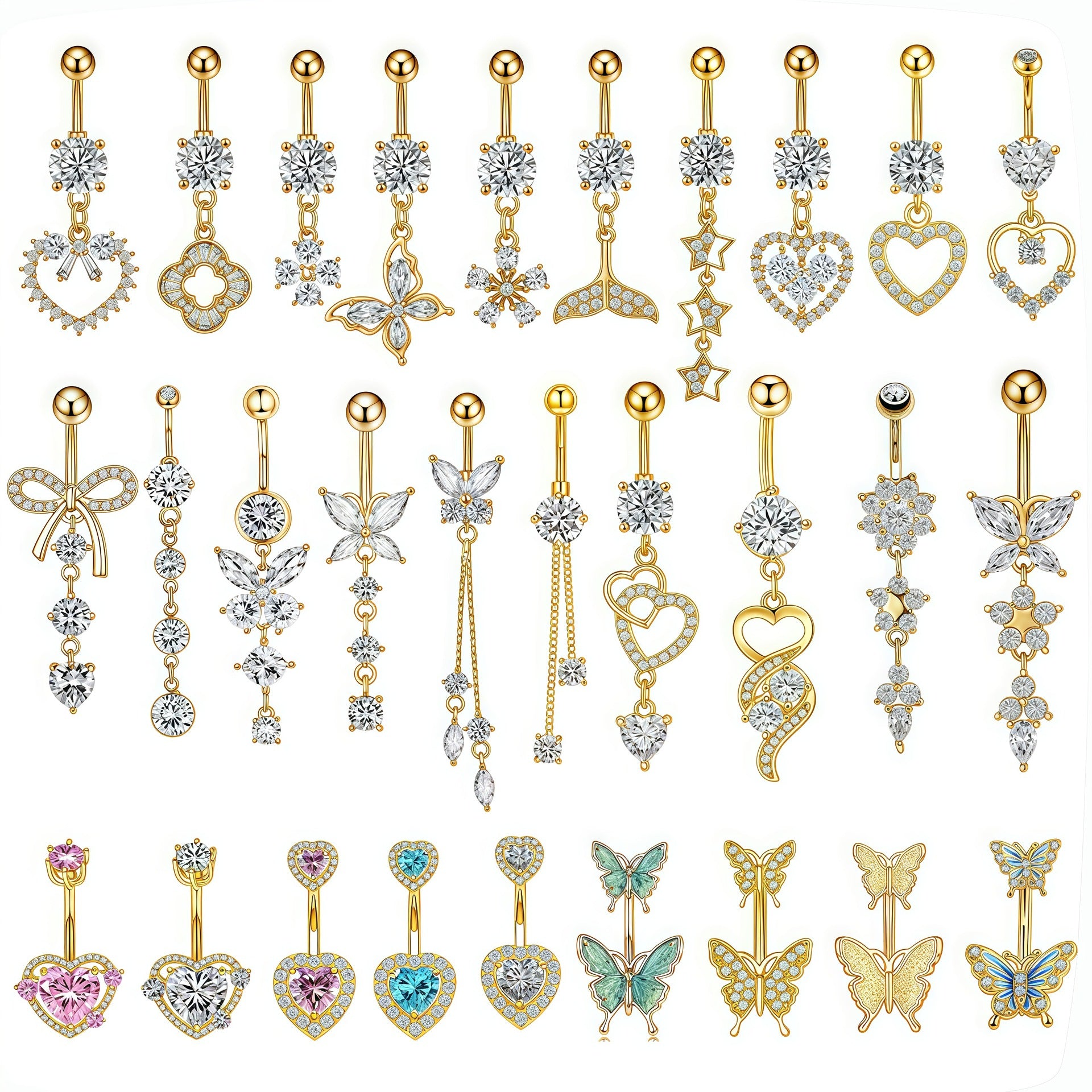 Zircon Butterfly Belly Button Ring — 60 Designs