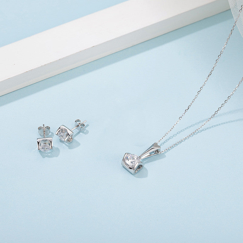 925 Sterling Silver Moissanite Jewelry — Earrings & Pendant